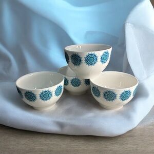 Set 4 Royal Norfolk Snowflake Medallion Cereal Rice Soup Bowls Ceramic White